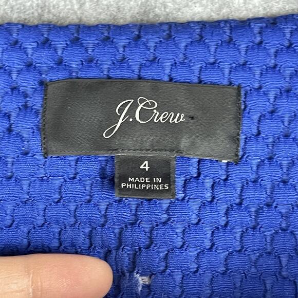 J Crew Portfolio Blazer Jacket Womens 4 Blue Matelasse Stretch Textured Classic - Picture 15 of 15